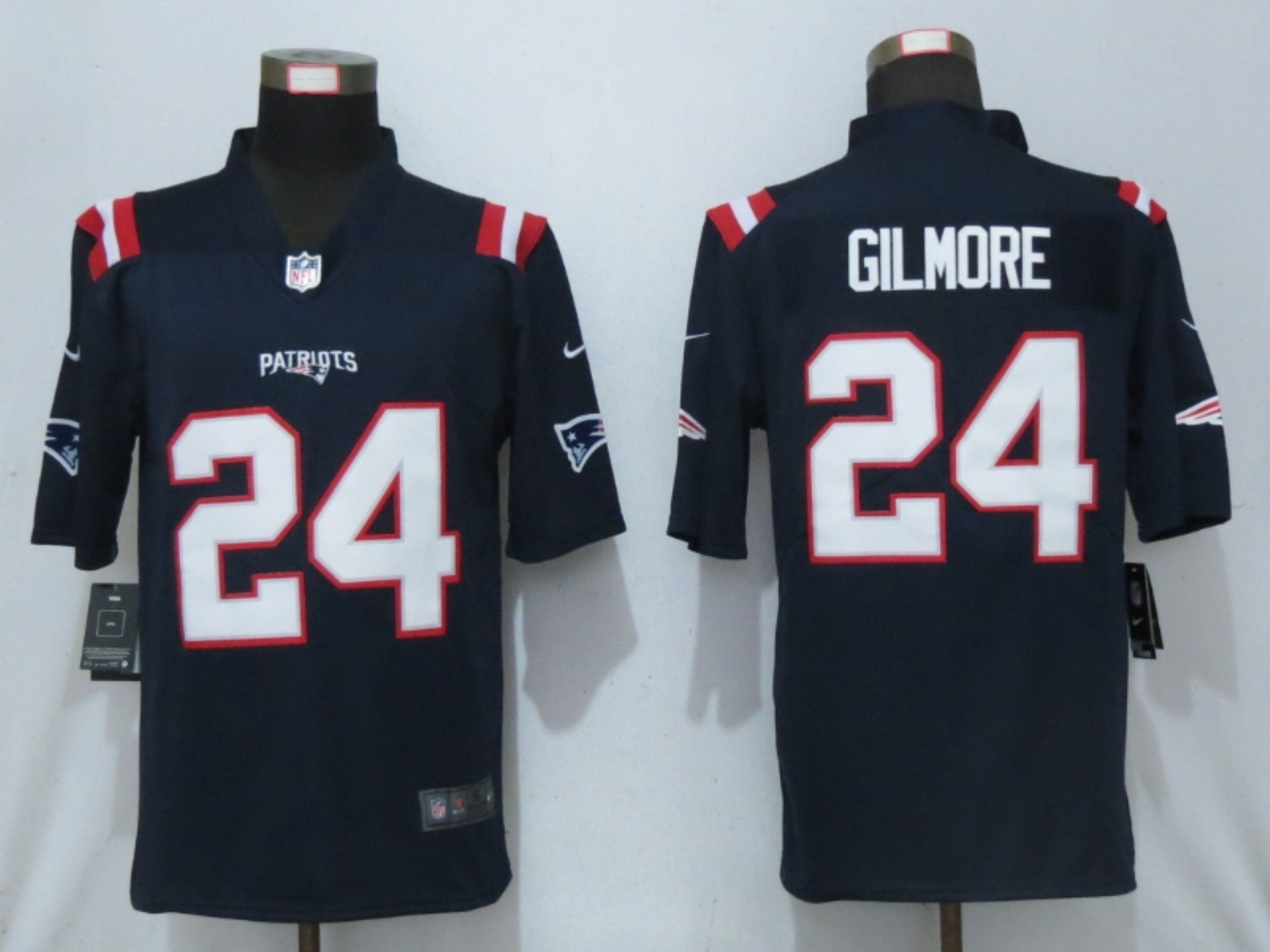 Men New England Patriots #24 Gilmore Blue 2020 Vapor Untouchable Limited Playe Nike NFL Jerseys